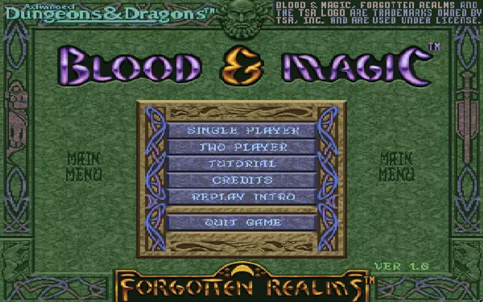 Main menu
