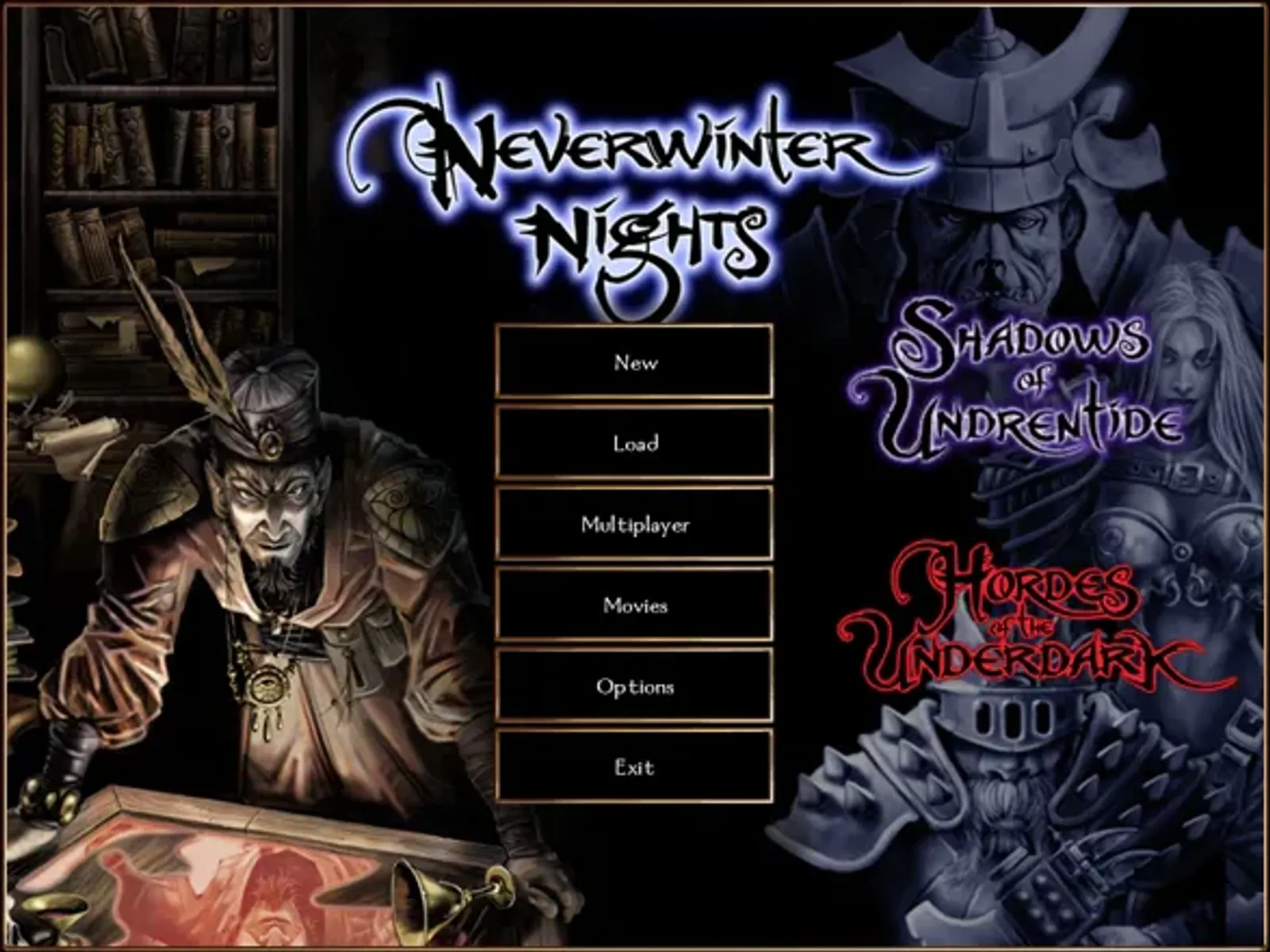 The title screen after both expansions are installed