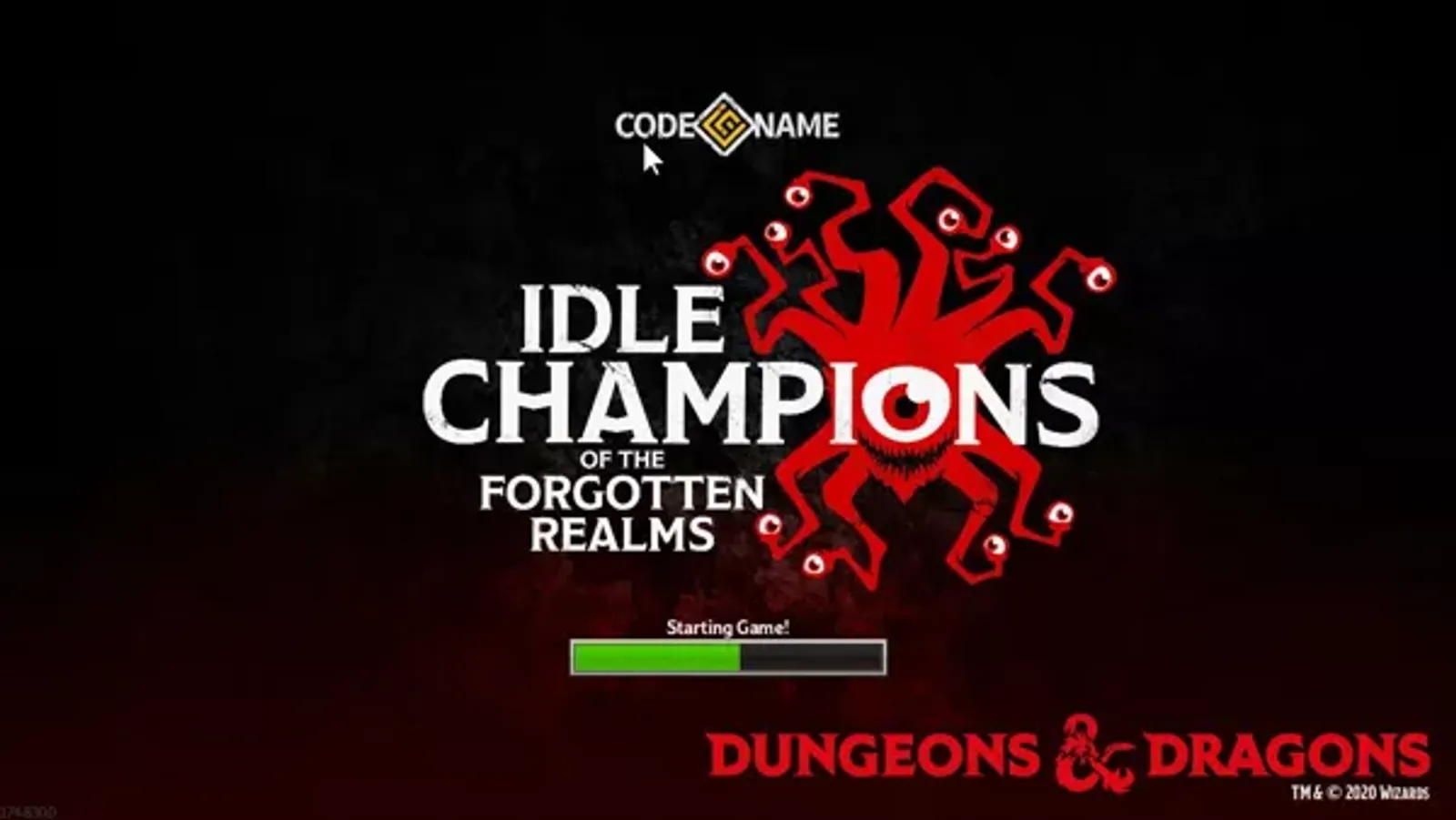 The title screen. The first time the game is played this is preceded by an 'Age Verification' screen