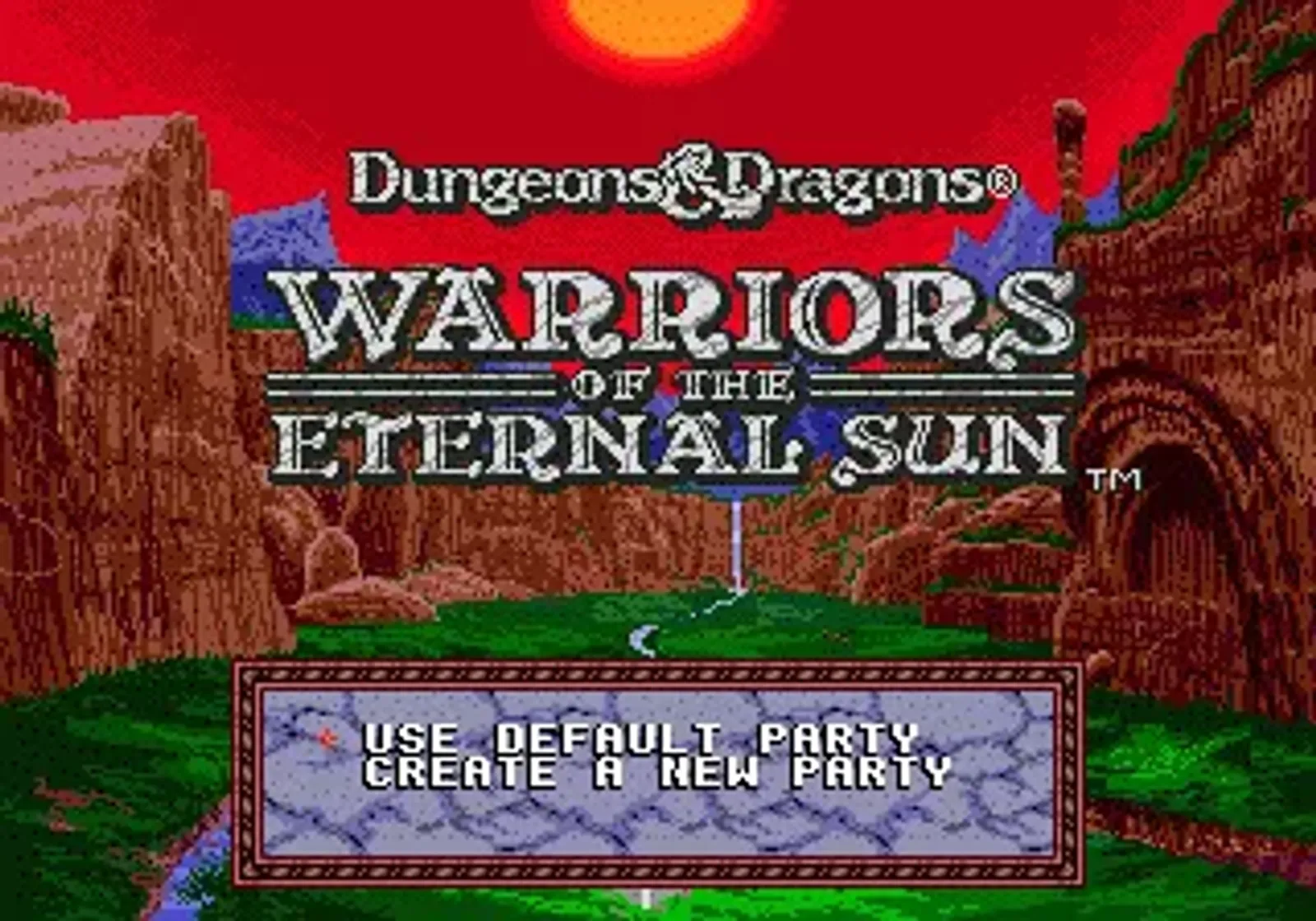 Title screen with main menu