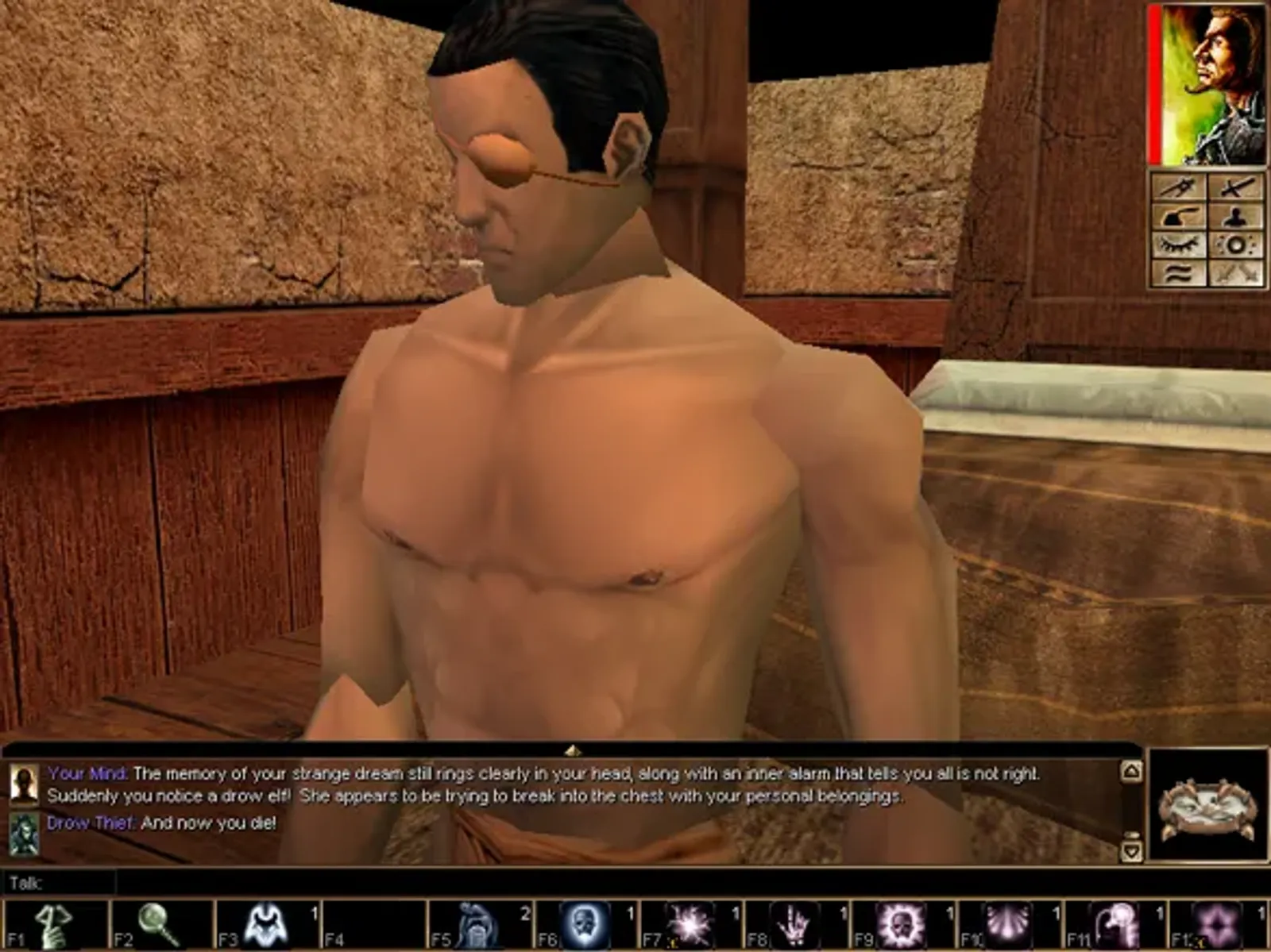 A closeup of you character when you start the game