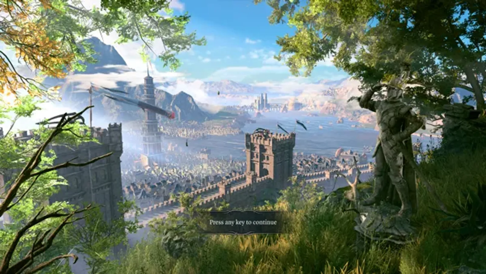 The game initially loads into a skyline of Baldur's Gate...