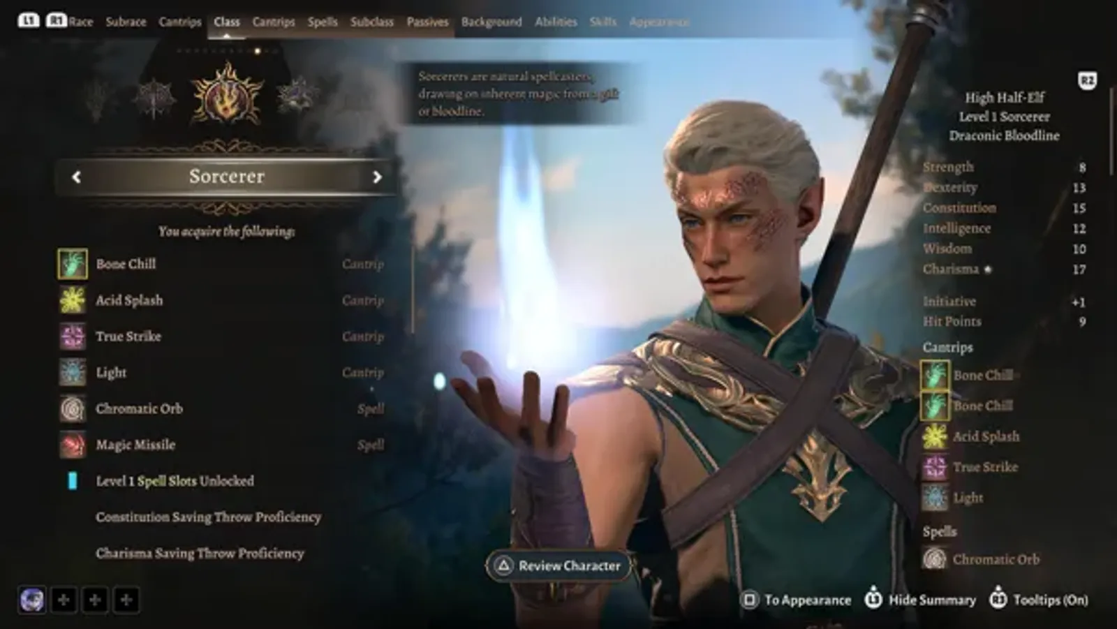 Creating player character