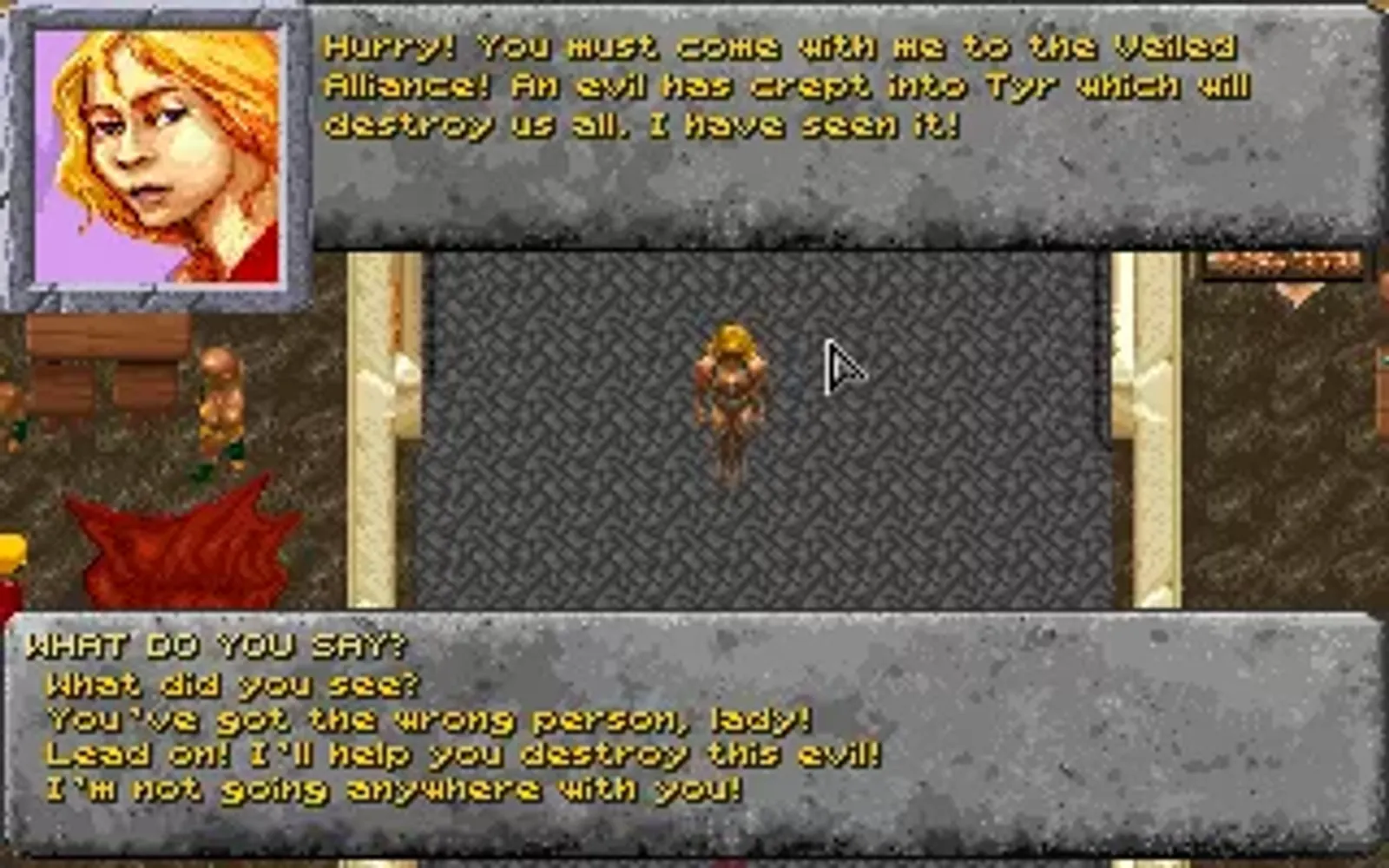 First dialogue of the game
