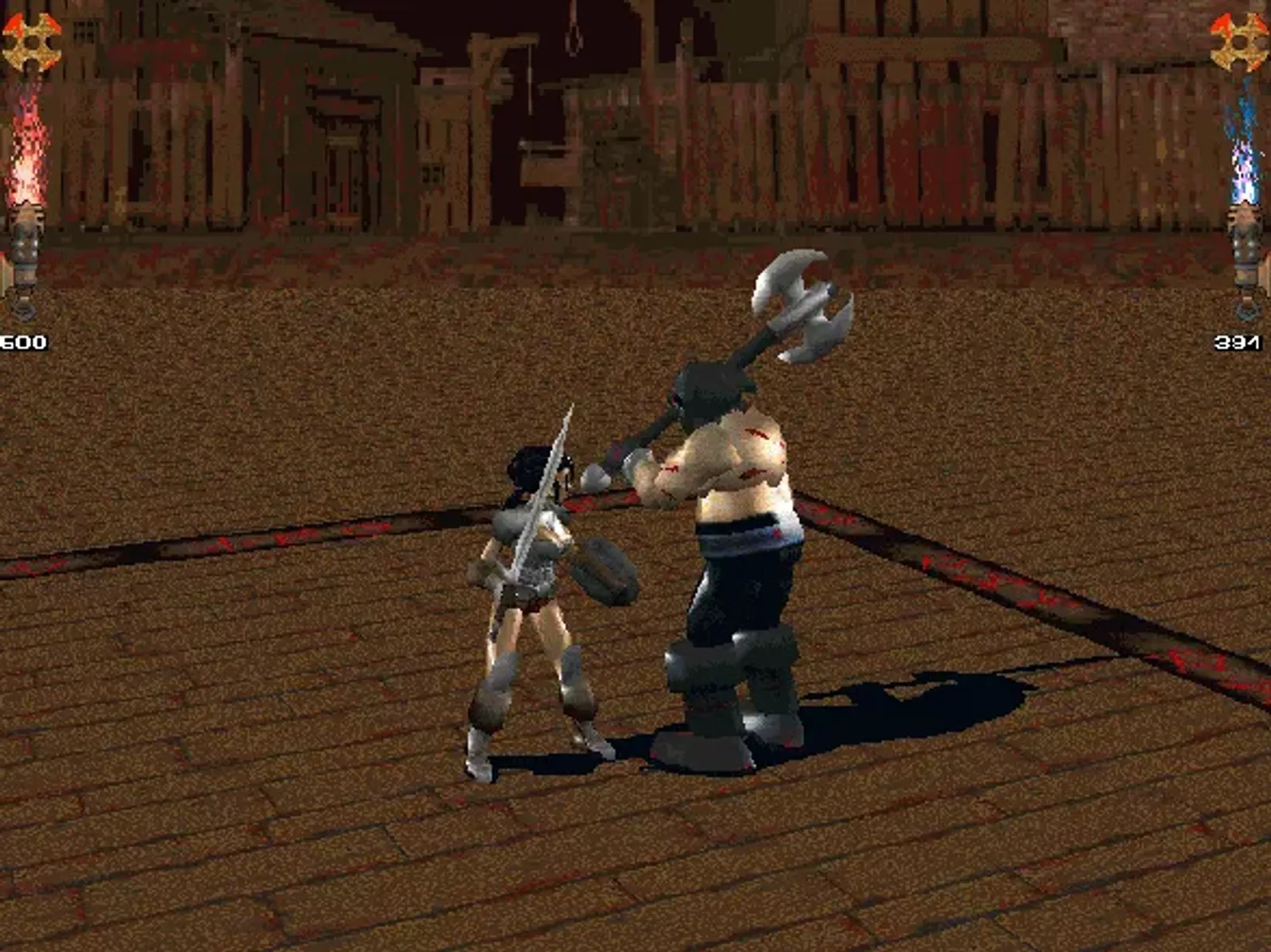 The arena (II): Notice how the camera adjusts itself to capture the fight better