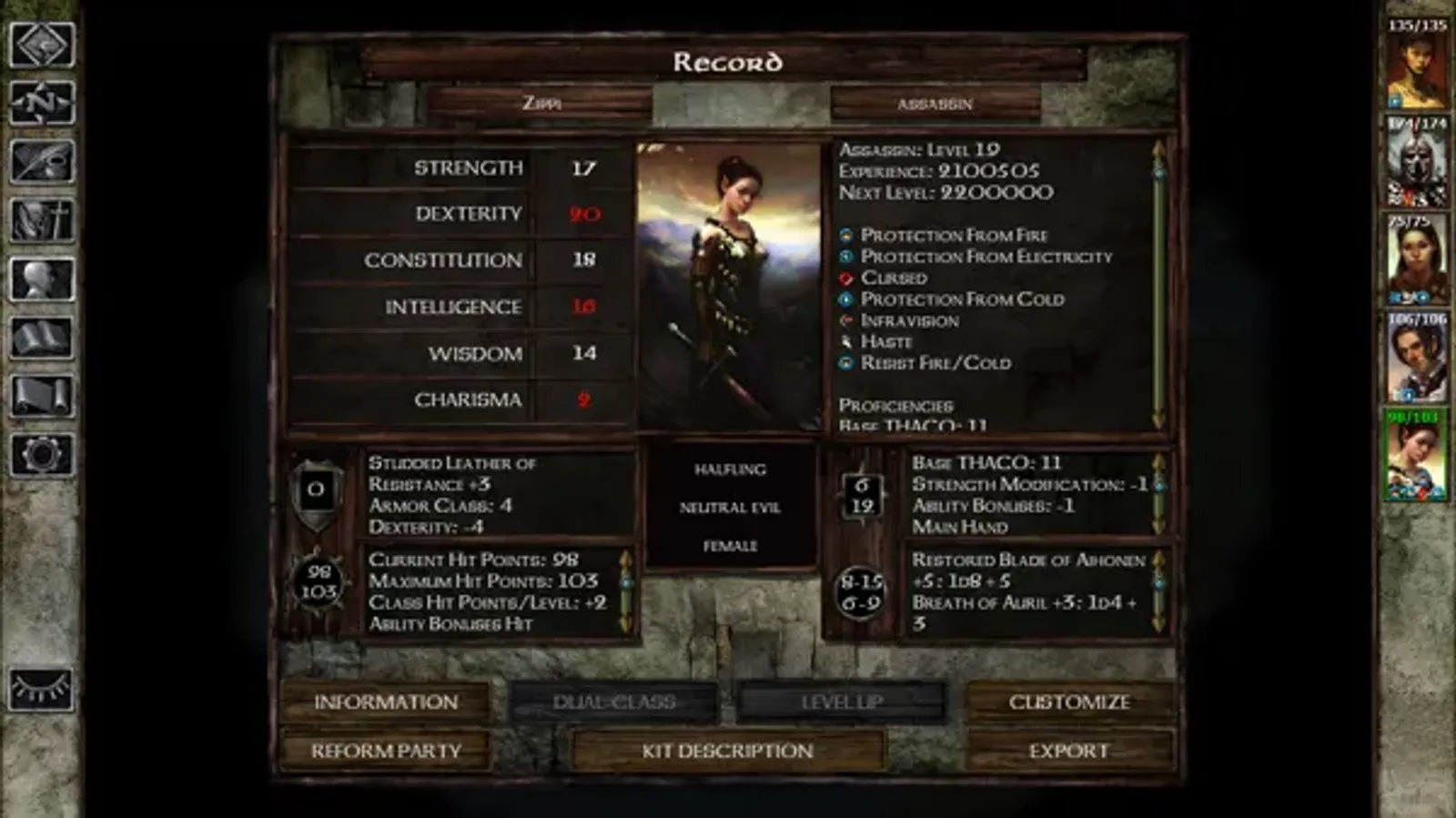 Character sheet for a new enhanced class