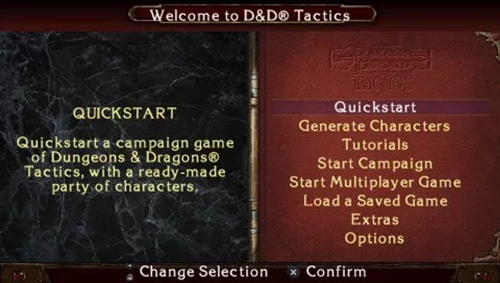 Main menu