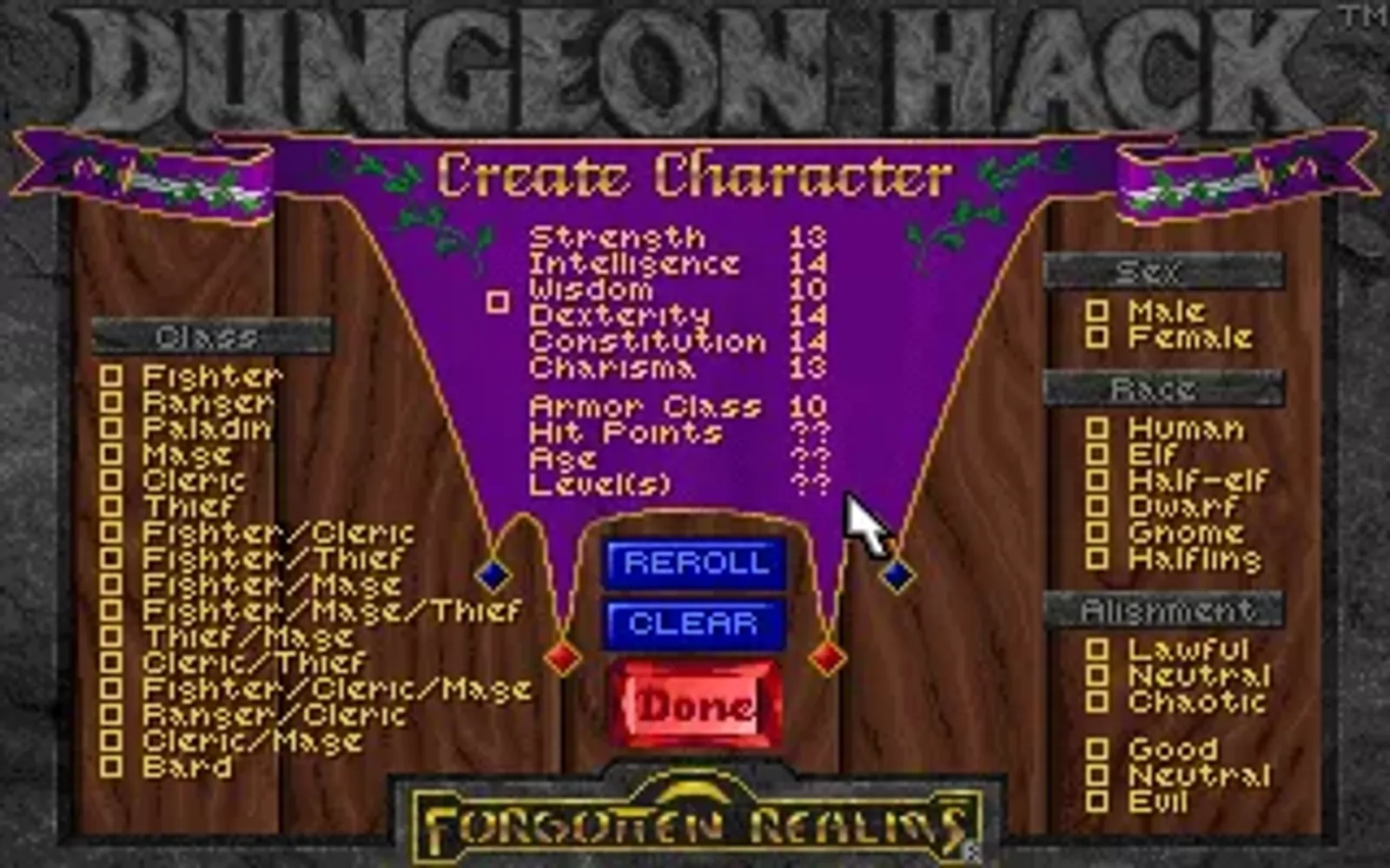 The character creation system is pretty powerful for a dungeon crawl.