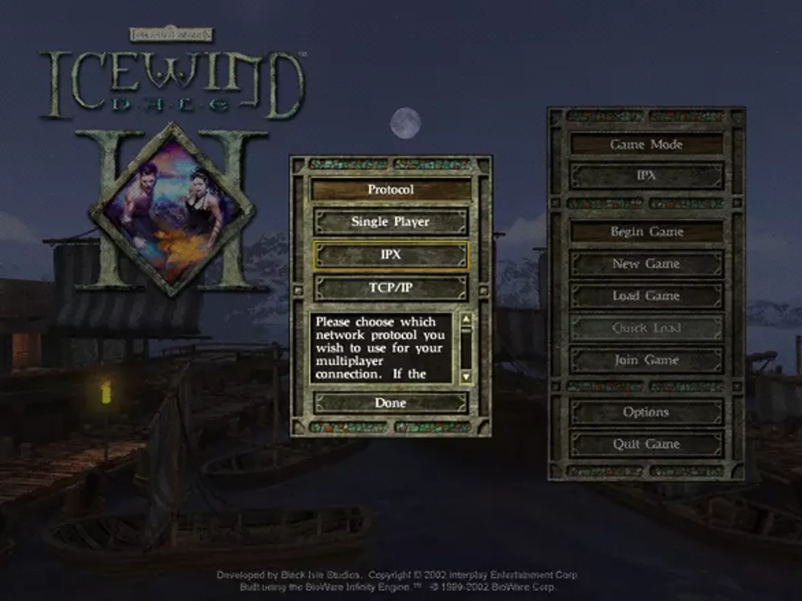 Choosing either multiplayer or single gameplay modes