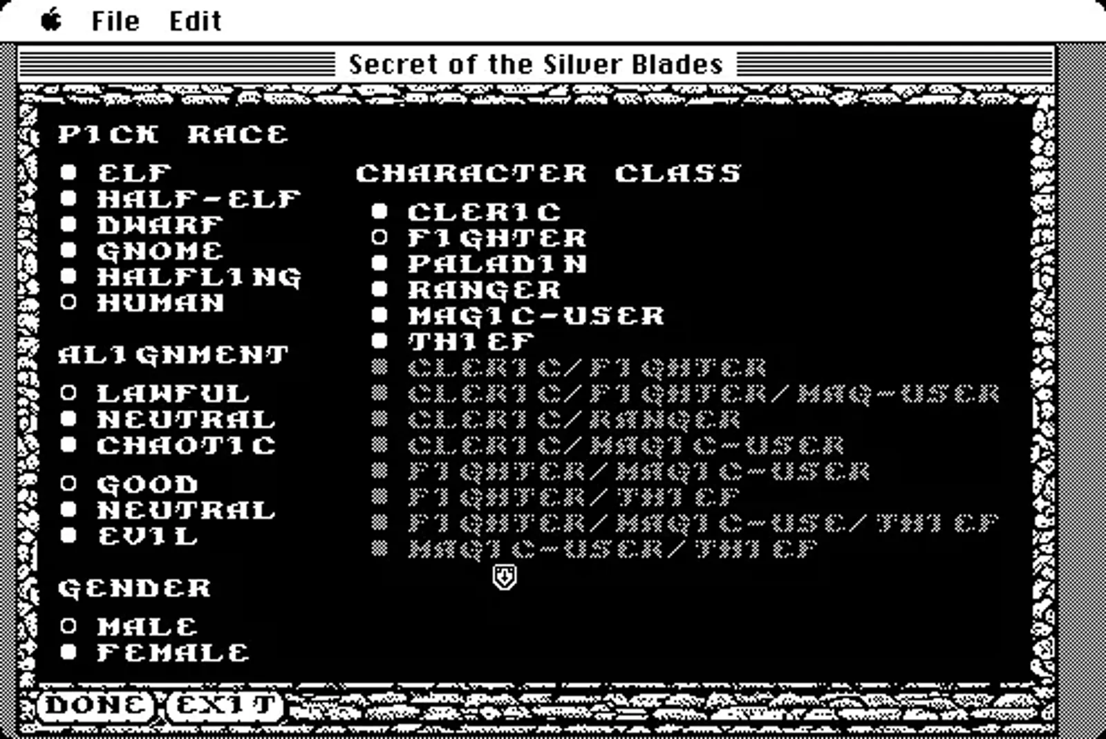 Character creation
