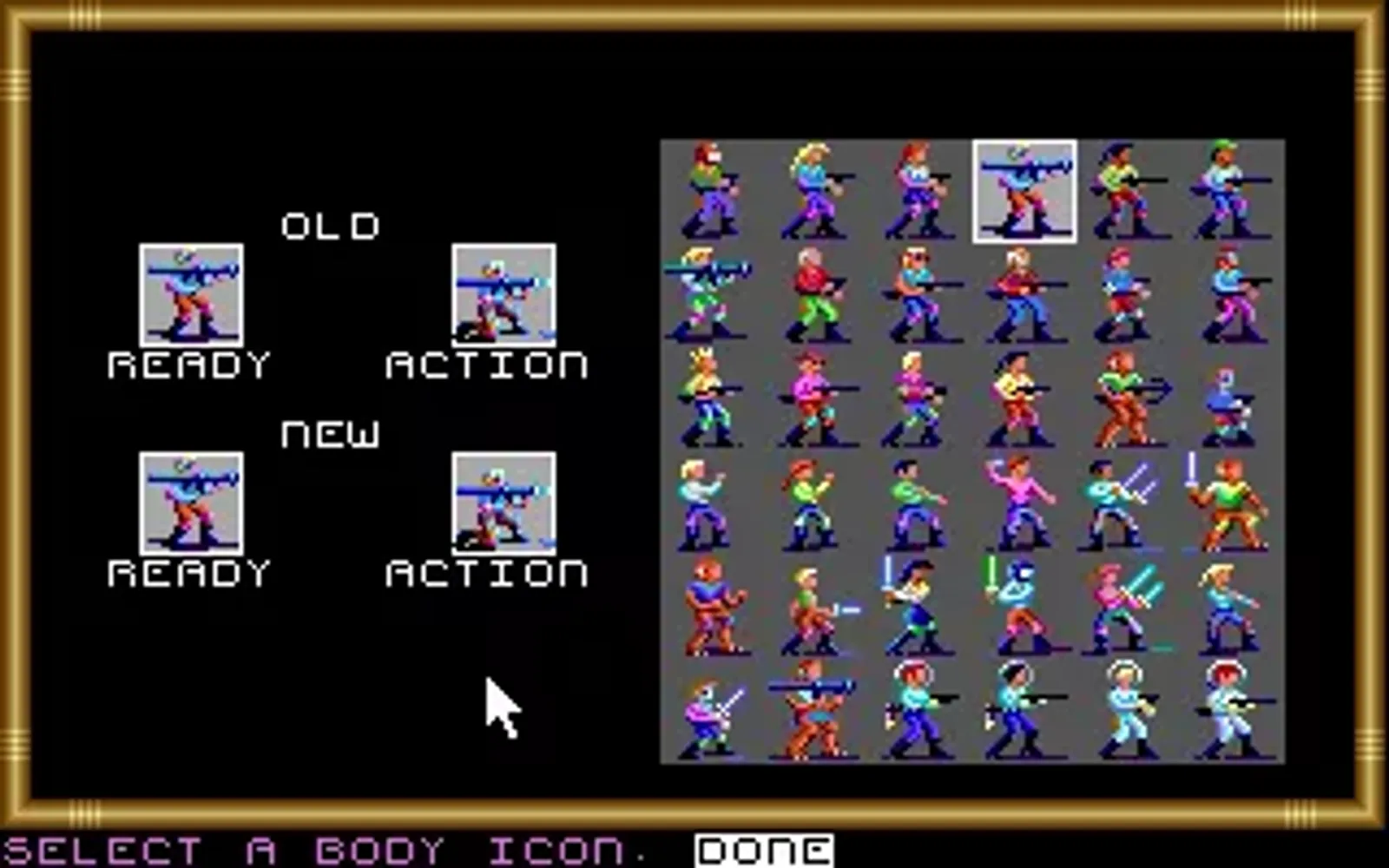 Choosing your character sprite. Cool, isn't it?