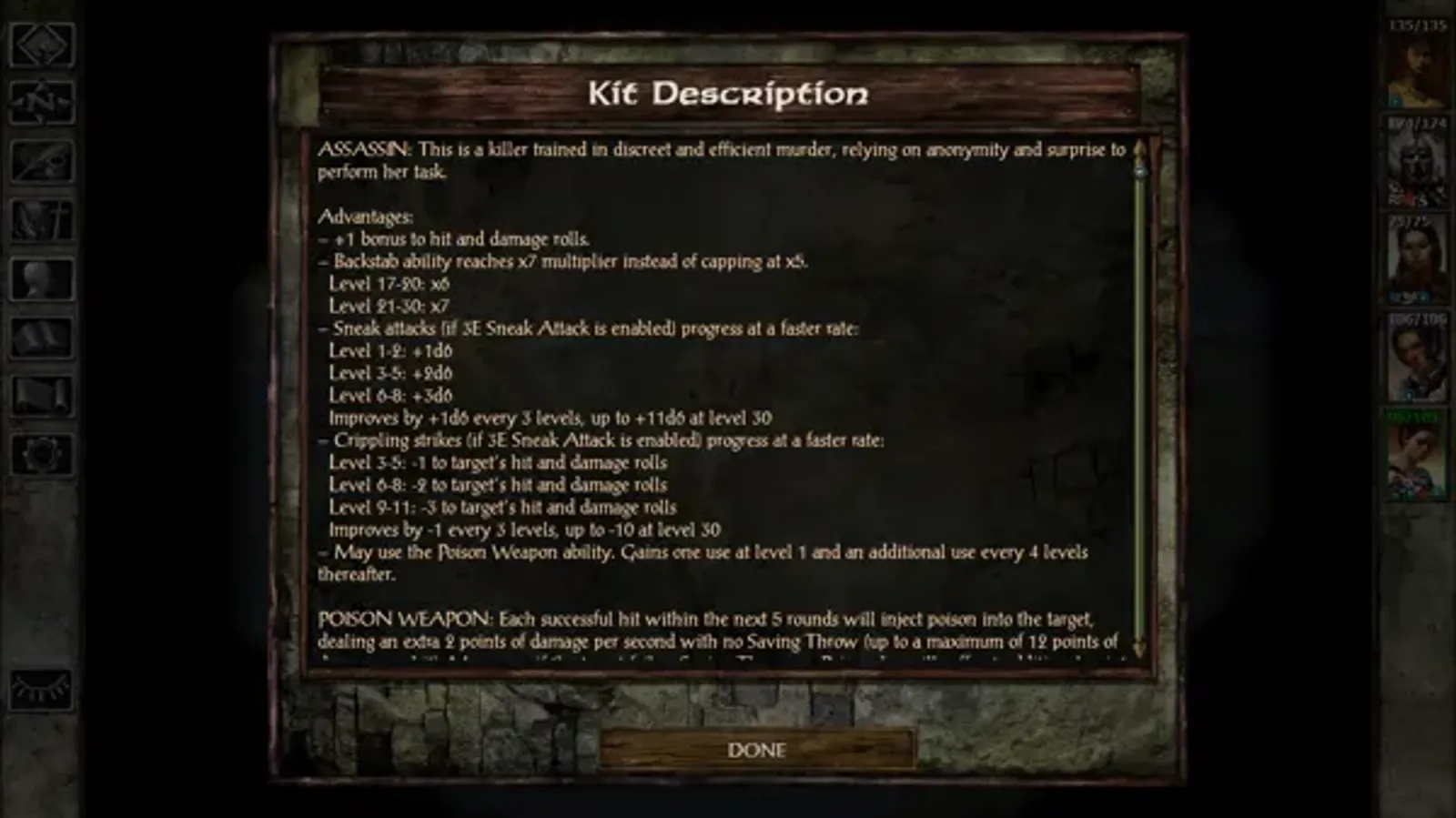 Kit description for the class