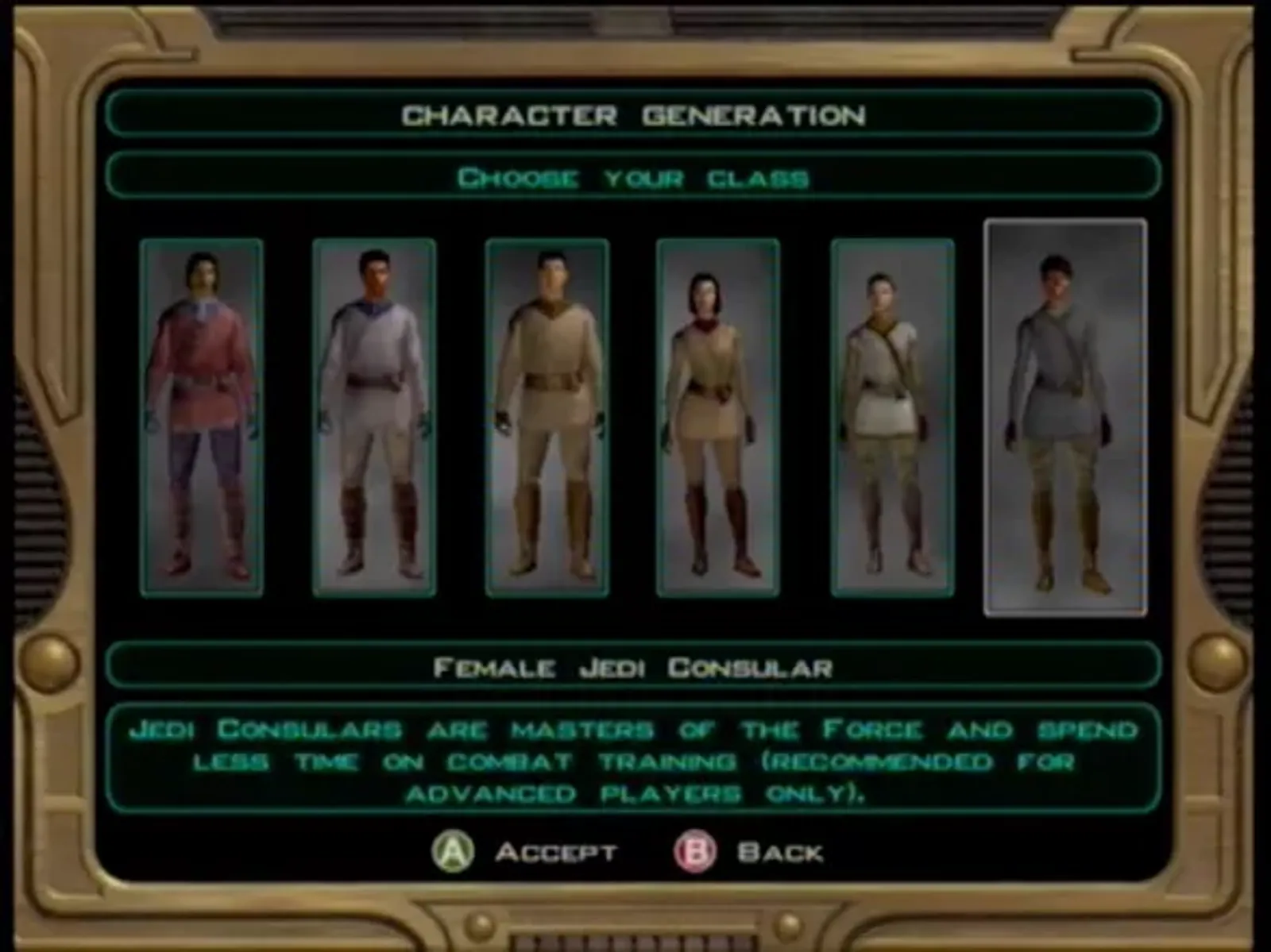 Selecting your character class.