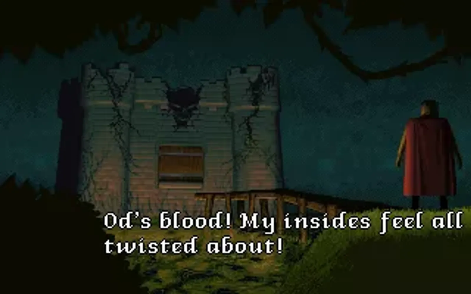 Our hero has been teleported to the dungeon entrance.