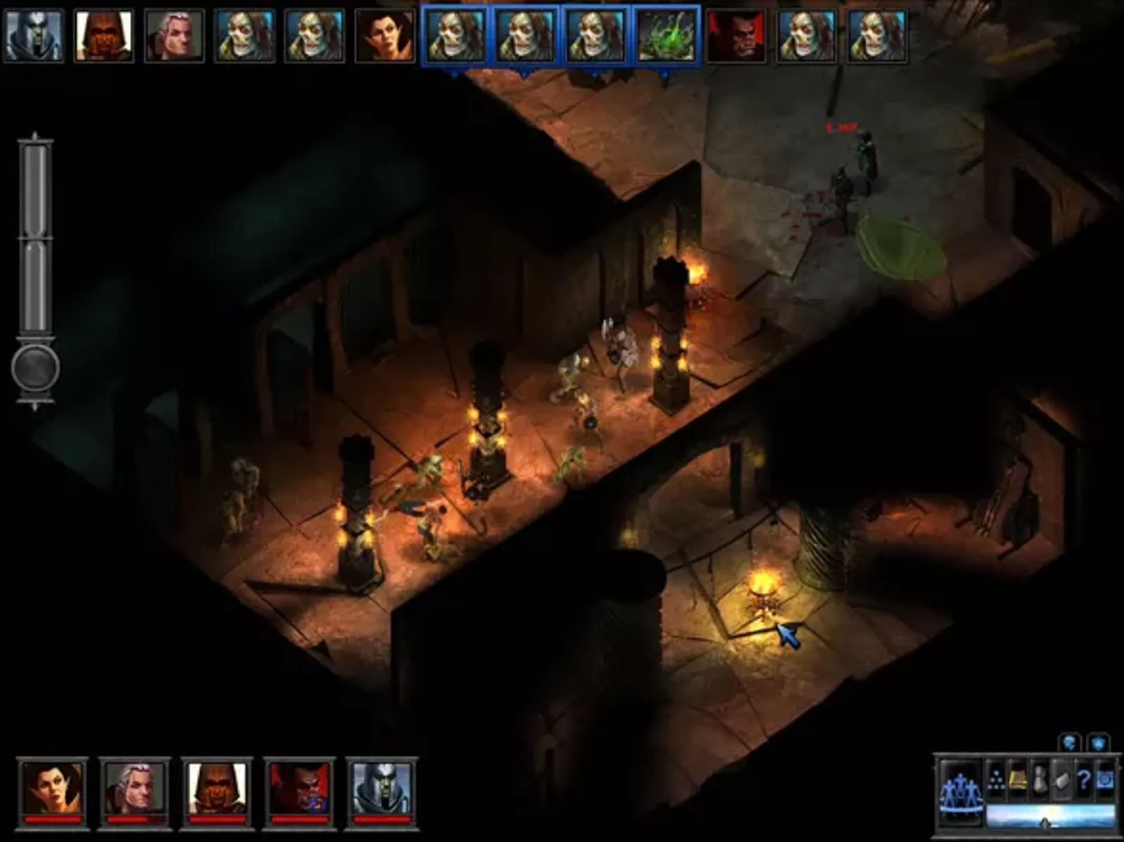 Enemies and their status during fights appear as portraits at the top of the screen.