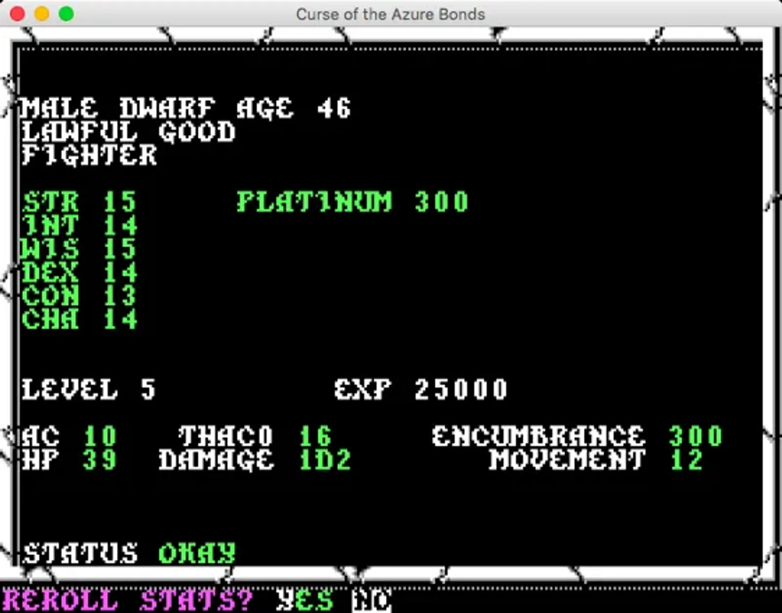 Creating new character (GOG version)