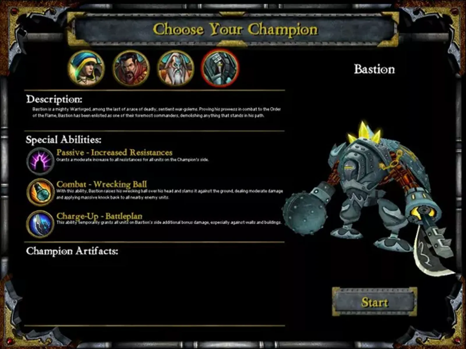 You can choose to play as a mighty war golem.