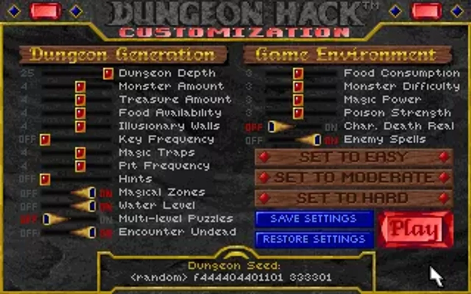 The dungeons are as customizable as you can get short of actually placing the walls yourself.