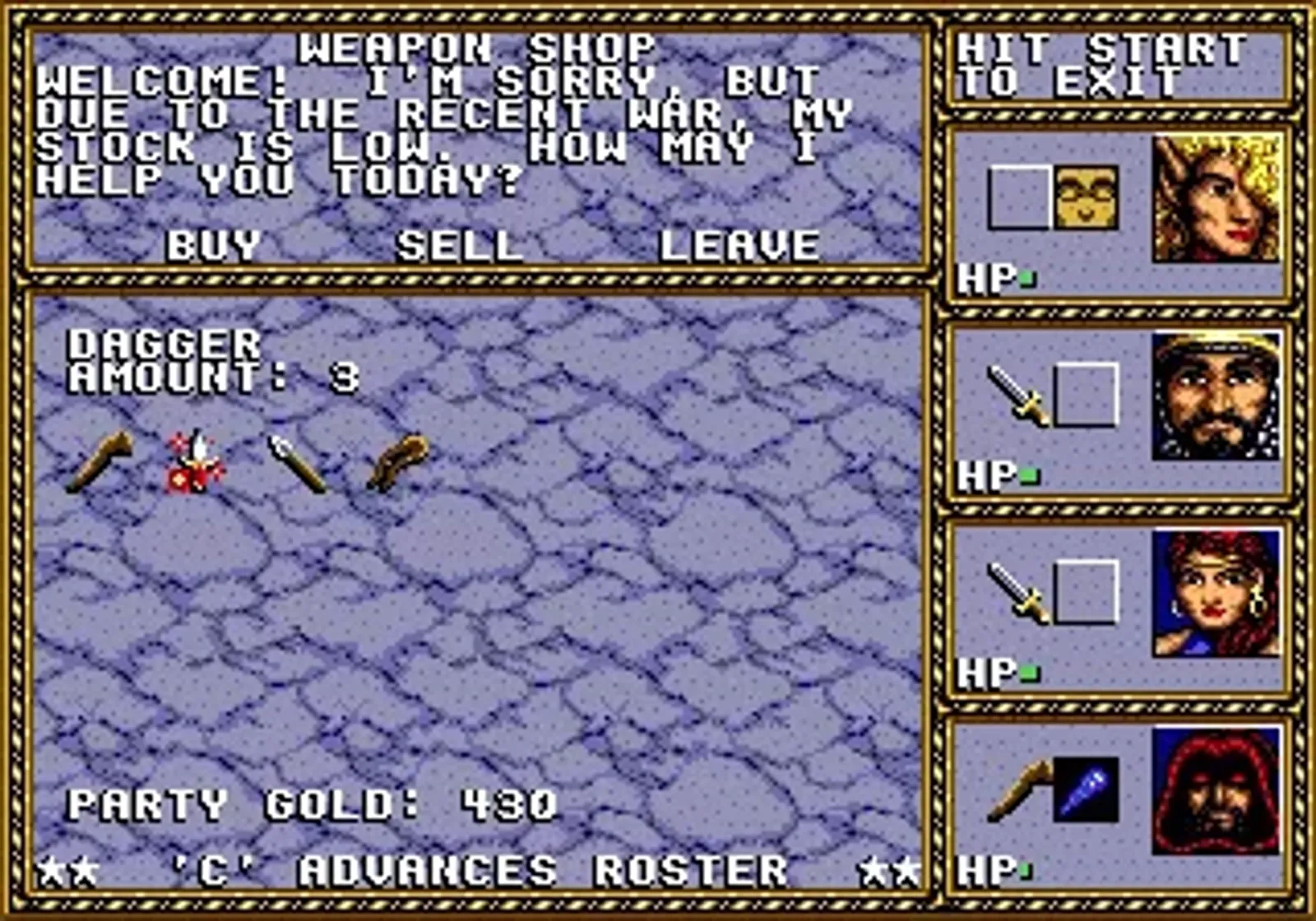 Buy weapons at the weapon shop.