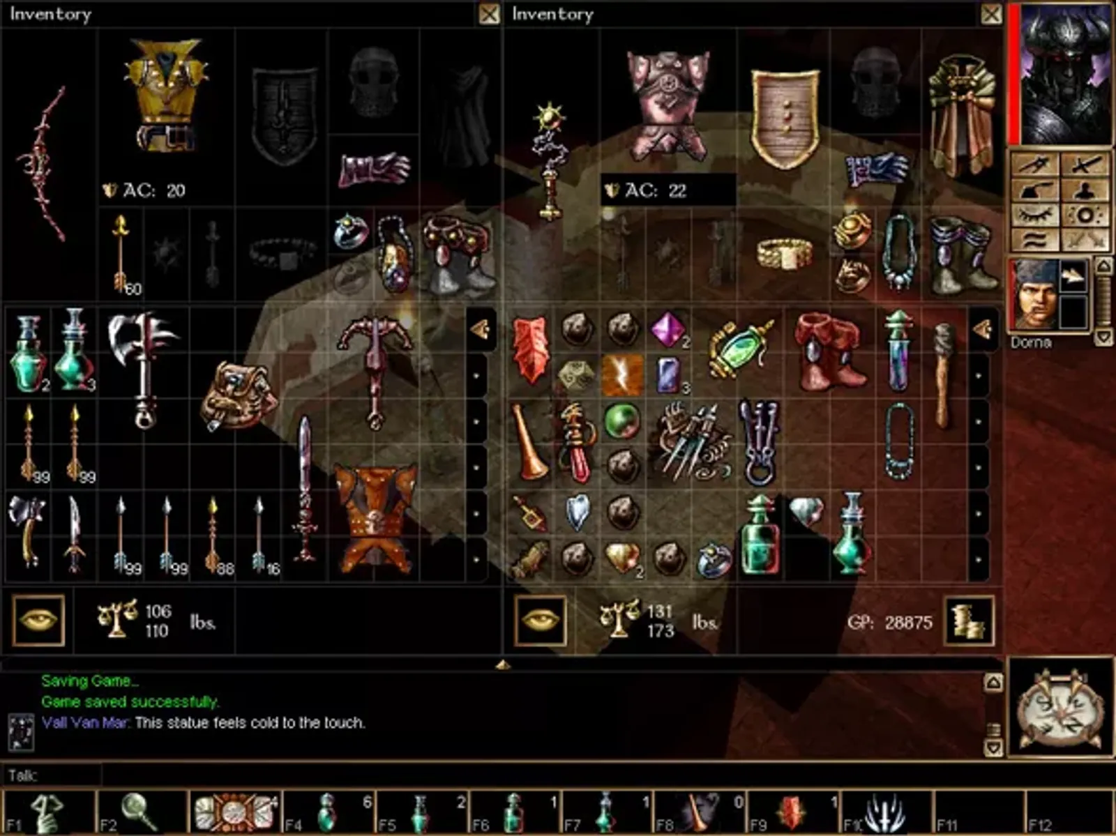 An example of henchmen inventory interaction - equip them as you would equip yourself!