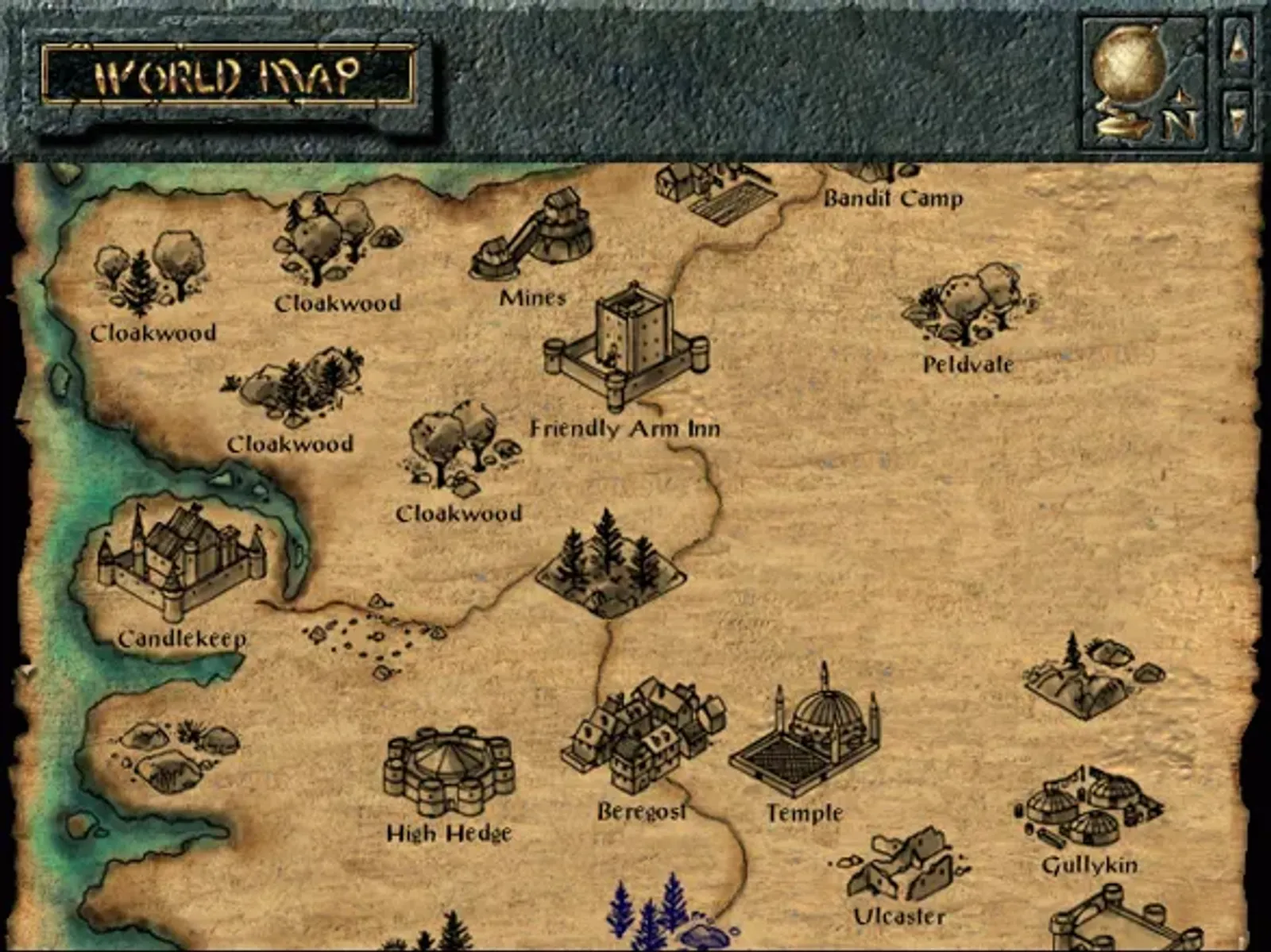 The world map reveals new locales as you explore from one location to the next