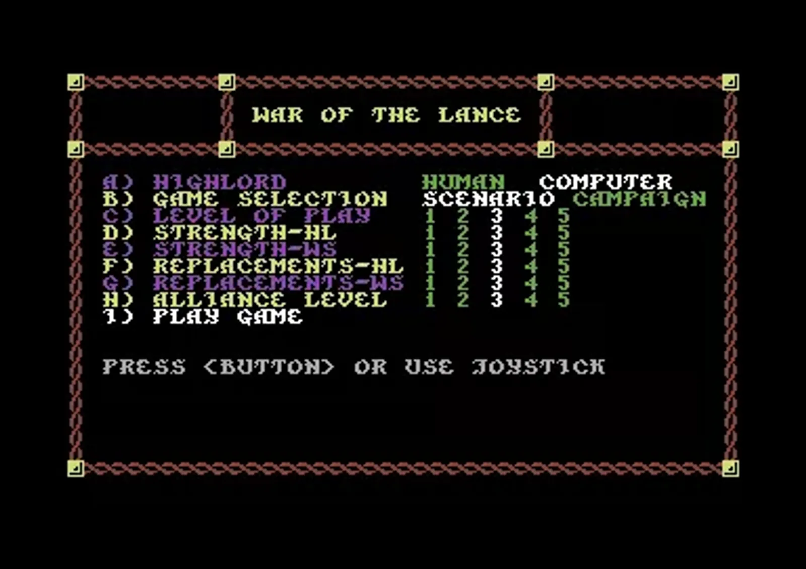 Gameplay options