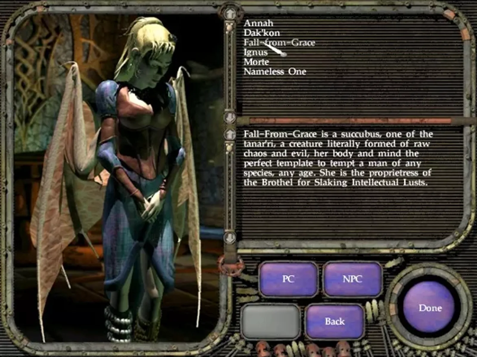 Inside the Journal, take a look at characters (NPCs and PCs) and read a bit about them.