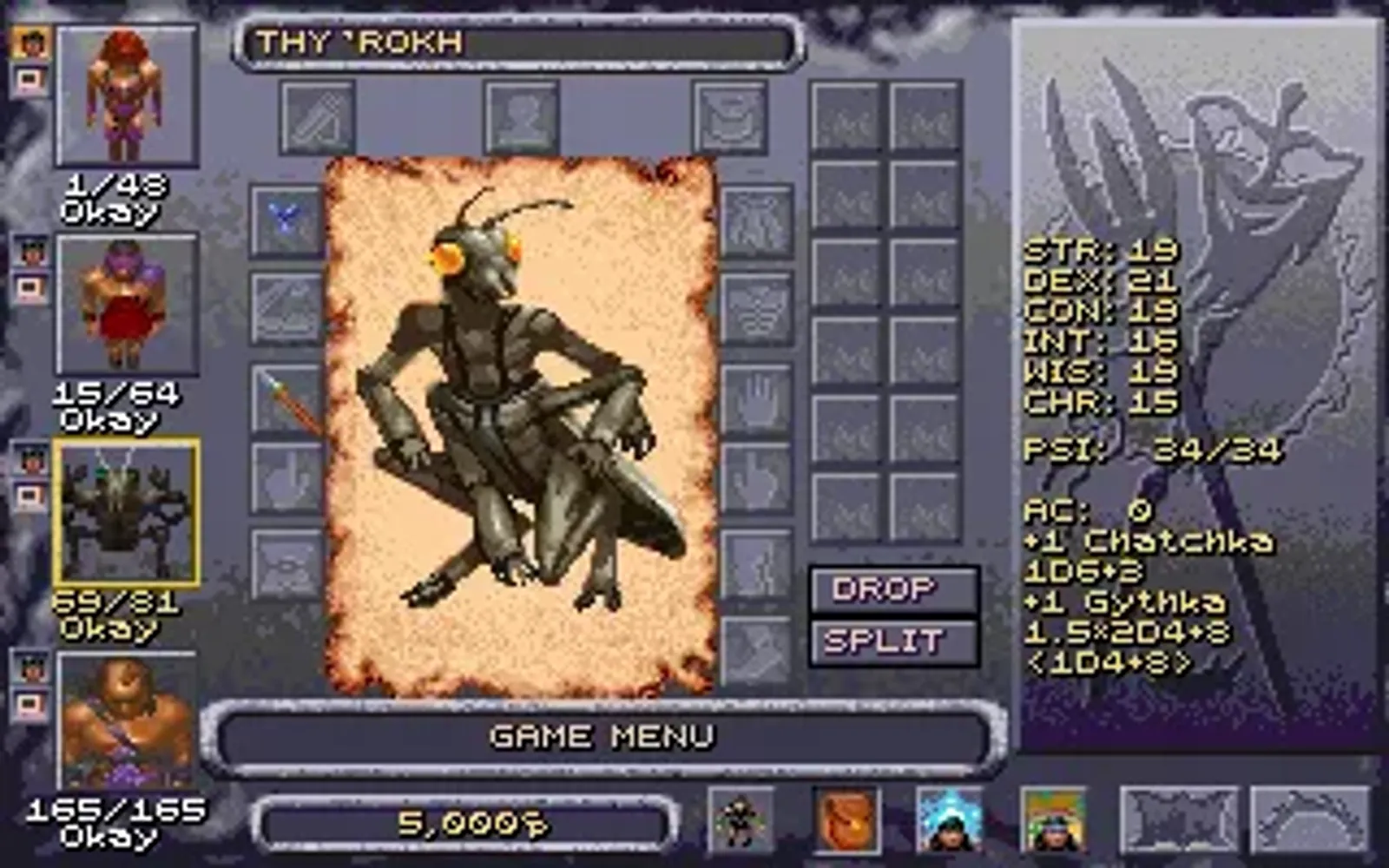 Character inventory