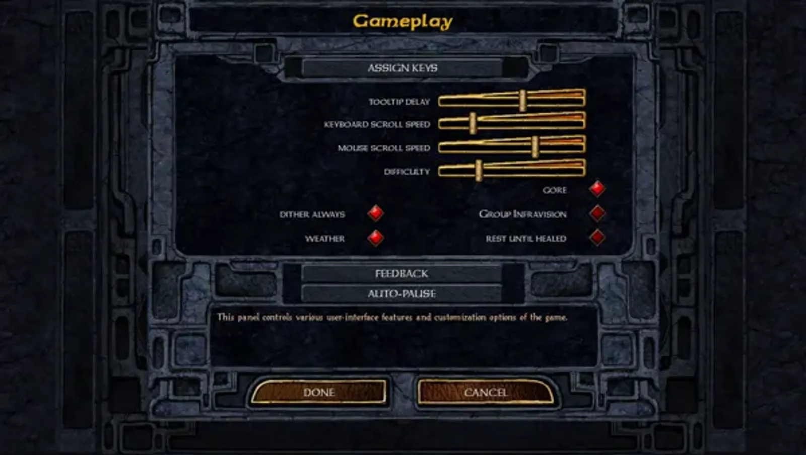 Gameplay options