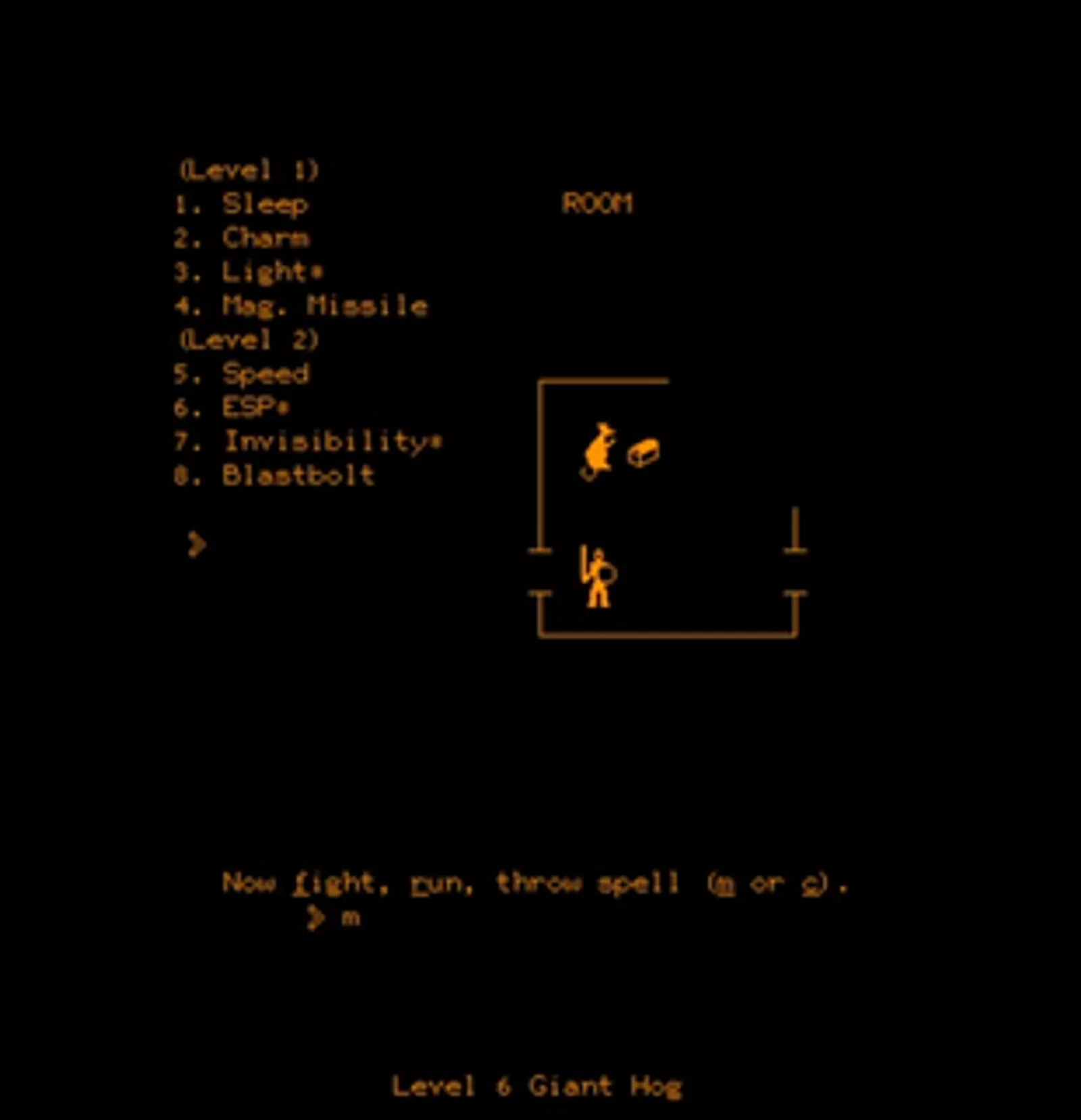 Dungeon gameplay on a PLATO terminal
