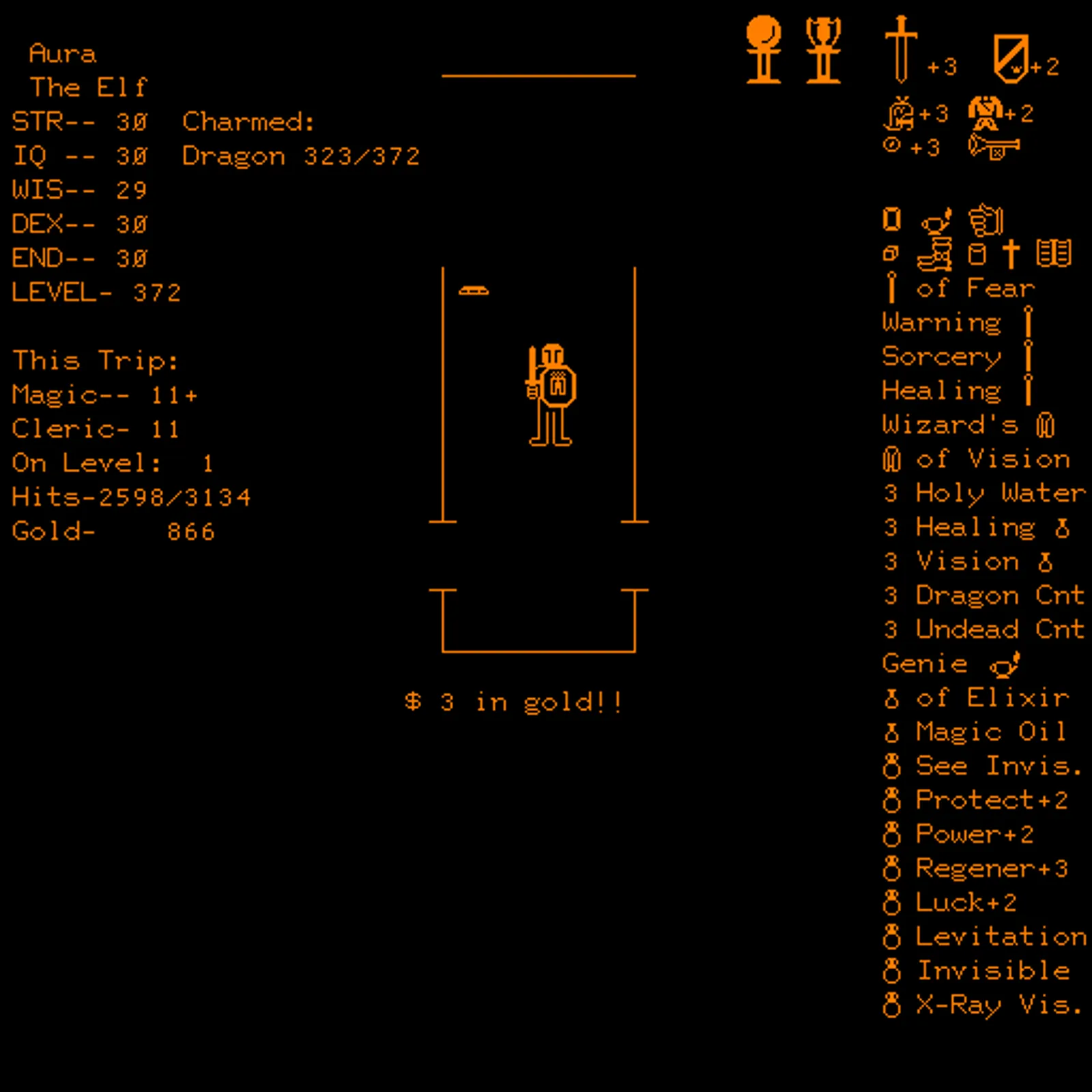 The victory screen on defeating the Golden Dragon