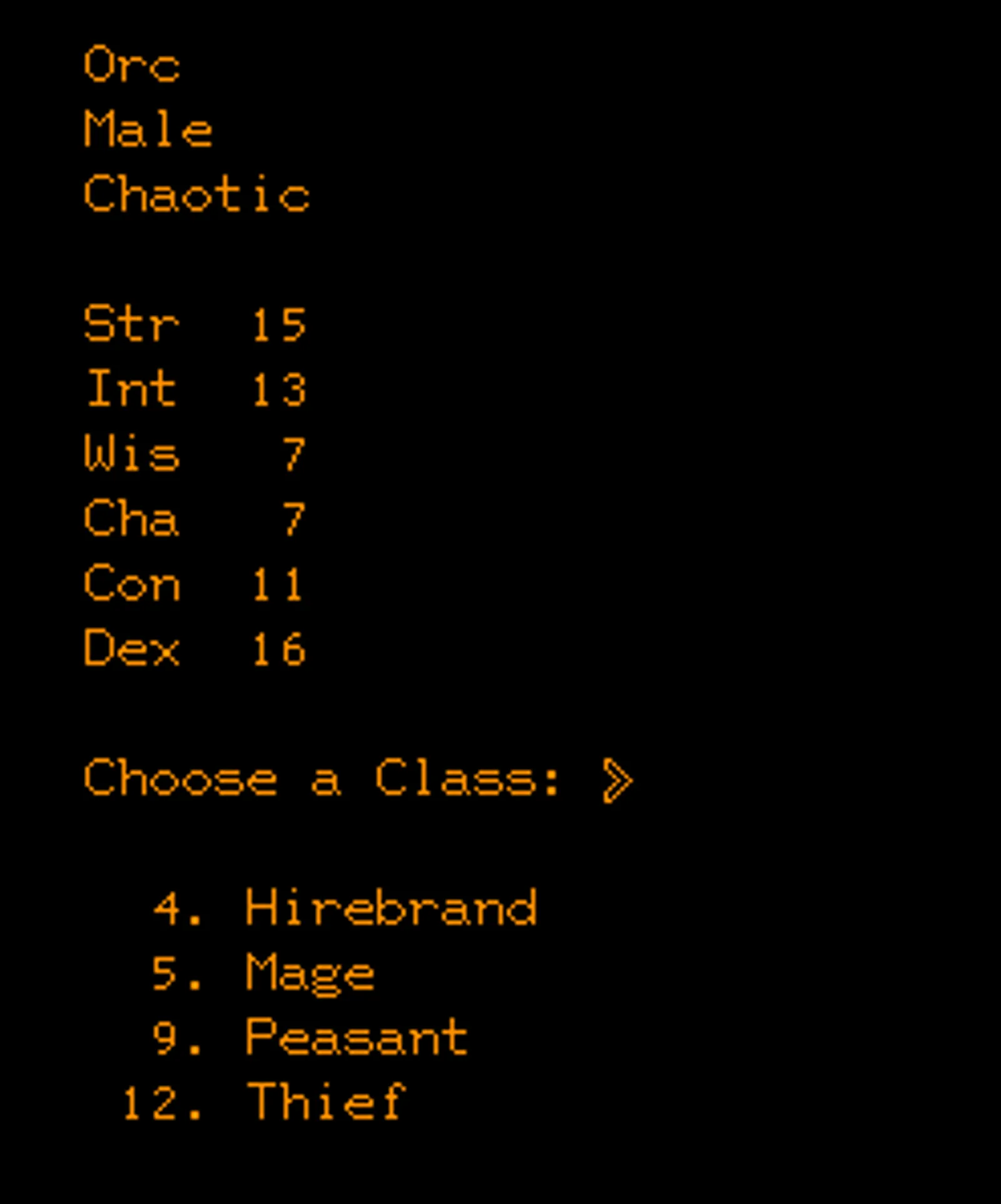 Rolling a new character